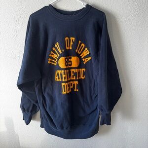 Champion Vintage University of Iowa Navy Blue Athletic Crewneck Sweatshirt